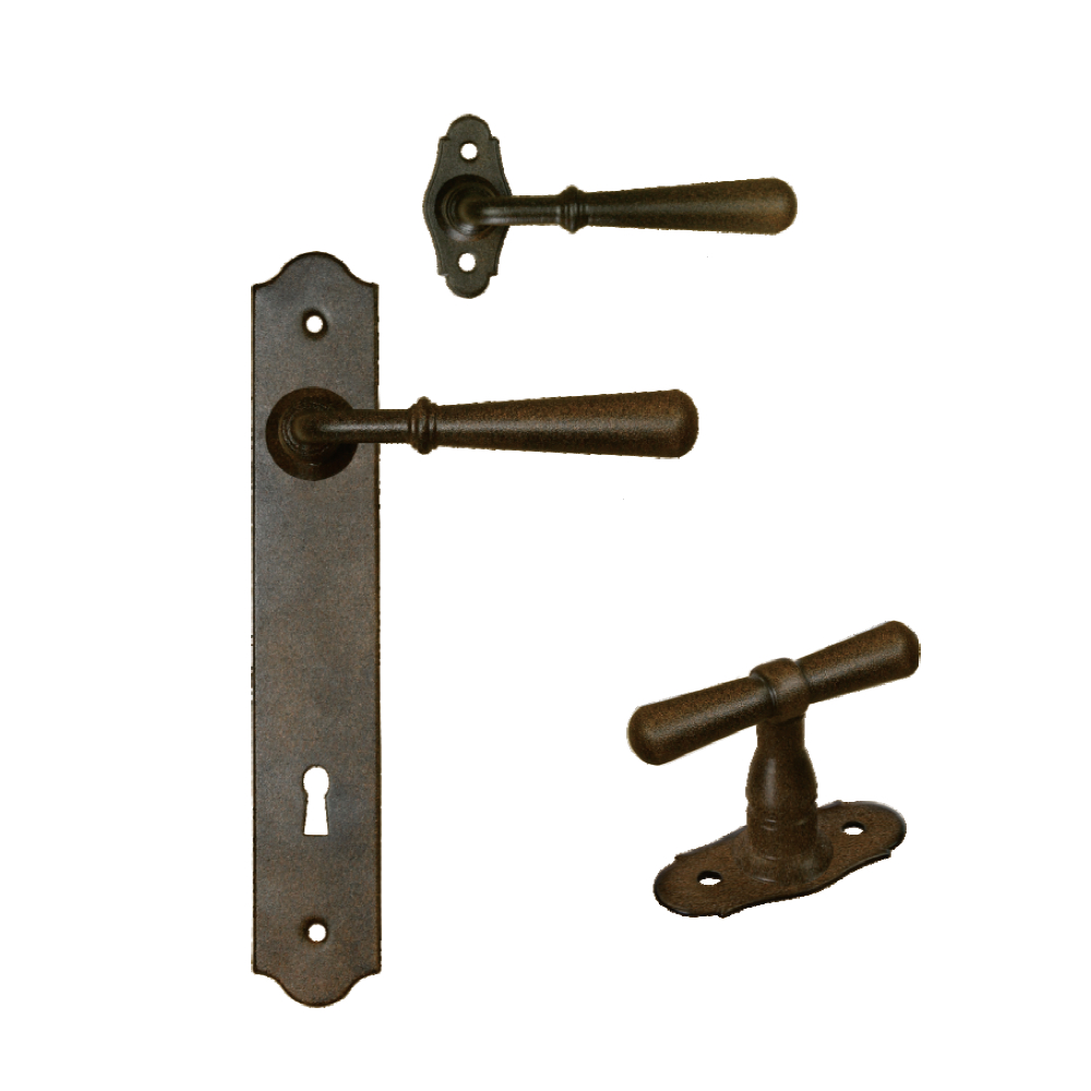 EPERNAY Tirador de puerta de chapa oxidada de hierro con orificio de