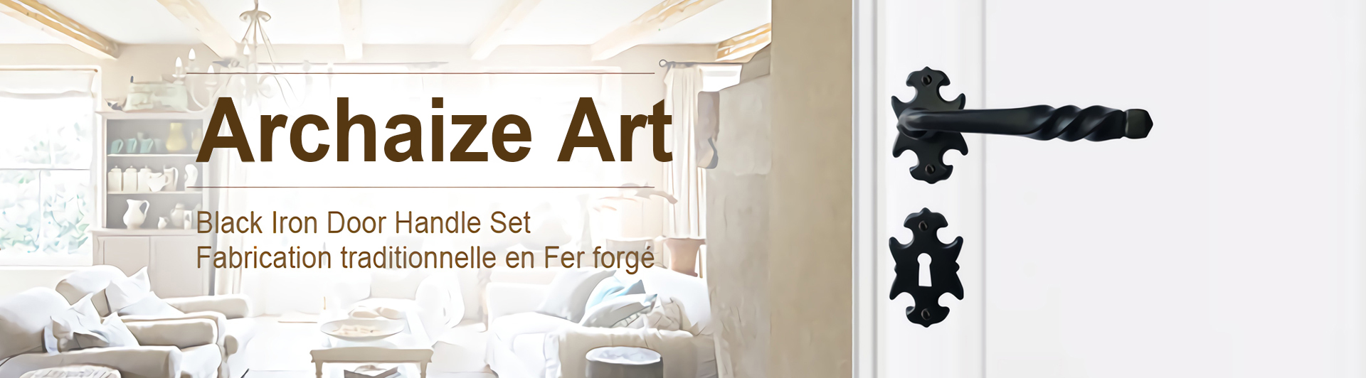 Accesorios de manija de puerta de ferretería de peltre antiguo